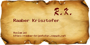 Raaber Krisztofer névjegykártya